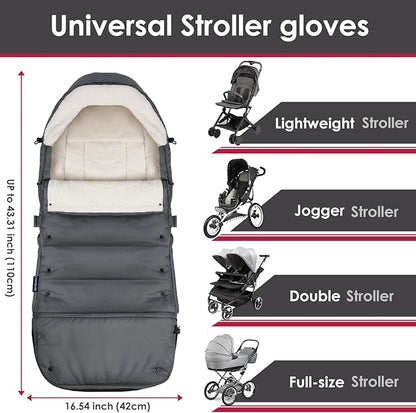 Universal, Weather-Proof, Warm Stroller Footmuff | Extendable Winter Cover | Adjustable Buckle | Stroller Bunting Bag | CosyDiary Stroller Accessories | Stroller Cover