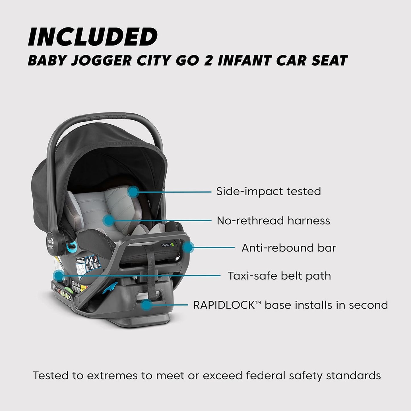 Baby Jogger City Mini GT3 All Terrain Baby Stroller with Forever Air Rubber Tires, All Wheel Suspension, Lightweight Stroller with Magnetic Buckle, No-Rethread Harness, and Foot Brake, Frosted Ivory