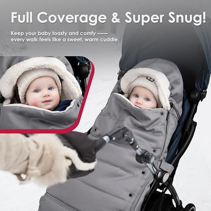 Universal, Weather-Proof, Warm Stroller Footmuff | Extendable Winter Cover | Adjustable Buckle | Stroller Bunting Bag | CosyDiary Stroller Accessories | Stroller Cover