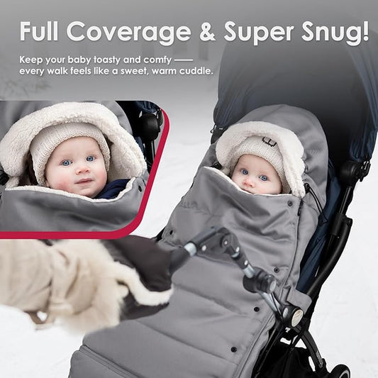 Universal, Weather-Proof, Warm Stroller Footmuff | Extendable Winter Cover | Adjustable Buckle | Stroller Bunting Bag | CosyDiary Stroller Accessories | Stroller Cover