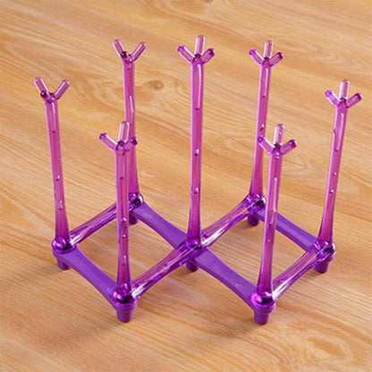 PCTC Retractable Cup Drying Rack, Drinking Glass and Sports Bottle Drainer Stand, Plastic Bag Dryer and Mug Tree with Non-Slip Bottom for Kitchen Countertop (Random Colour)