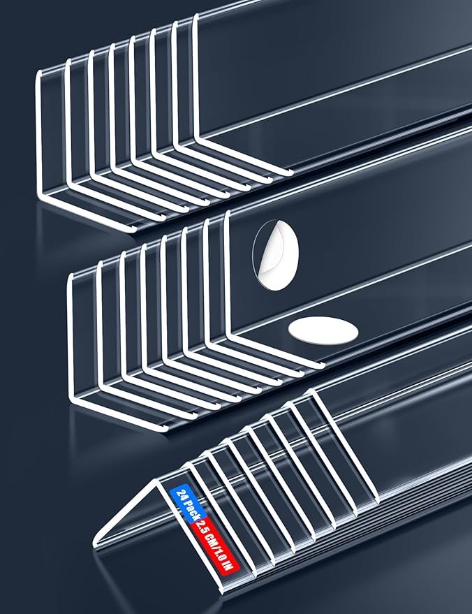 Clear Corner Protectors –Self-Adhesive Baby Proofing Safety Bumpers for Walls, Furniture, Cabinets & Desks – Freely Spliced to Meet Your Needs(24PCS, 2.5x40.6cm/1.0x16in)