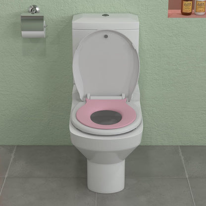 17" White Round Toilet Seat for Adult and Child, Built-In Potty Training Seat with Soft Quiet Close Non-Slip Design, Magnetic Kids Seat and Cover for Round/Oval Toilets, Easy to Install and Clean