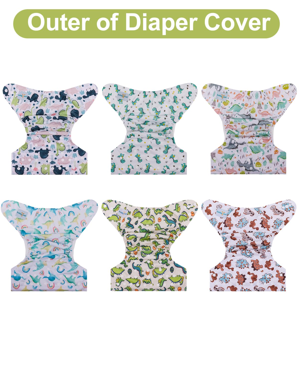 babygoal Cloth Diaper Covers 6 Pack with Wet Bag for Fitted Diapers and Prefolds with Double Gussets, Adjustable and Reusable for Baby Boys and Girls