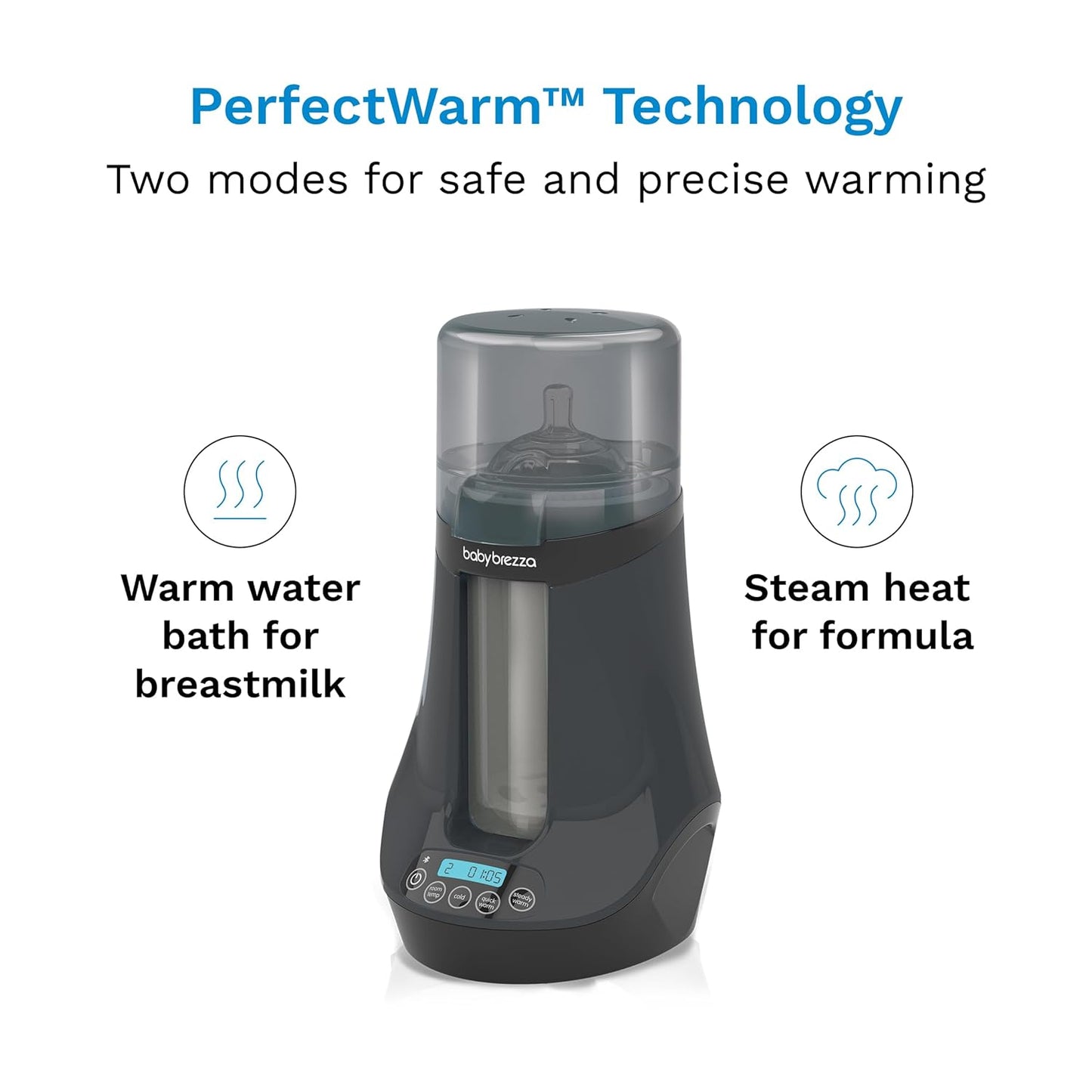 Baby Brezza Smart Baby Bottle Warmer, Breastmilk Warmer + Defroster – Free App - Different Temperatures for Breastmilk + Formula - Universal Fit for All Bottles + Milk Bags - Calentador de Biberones