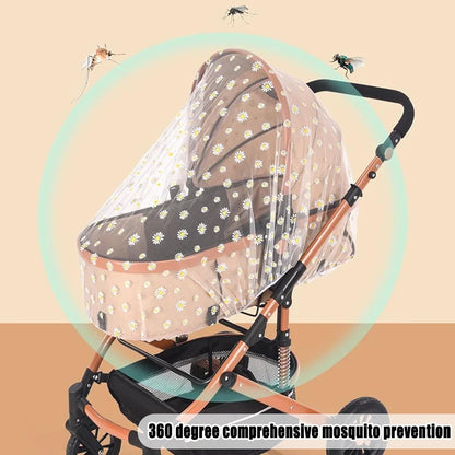 Mosquito Net for Stroller,Baby Pram Net Portable Star Print Stroller Netting Cover Perfect Bug Net for Strollers,Bassinets,Mini Crib,Cradles and Playards (White Star), yecwz002