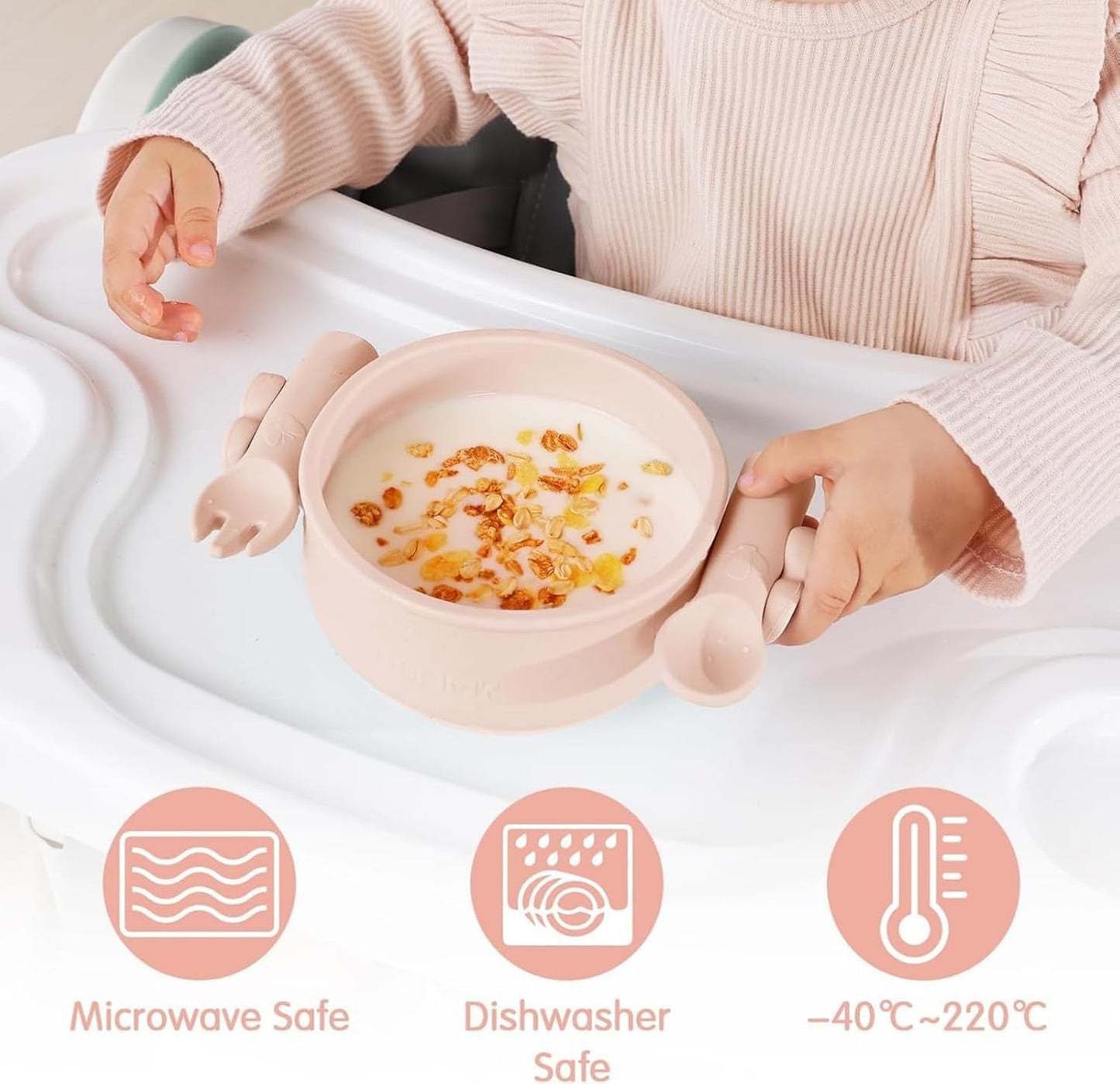 Dommy Baby Bowl with Suction BPA-Free Suction Bowl for Baby with Spoon and Fork Silicone Suction Bowl with Lid