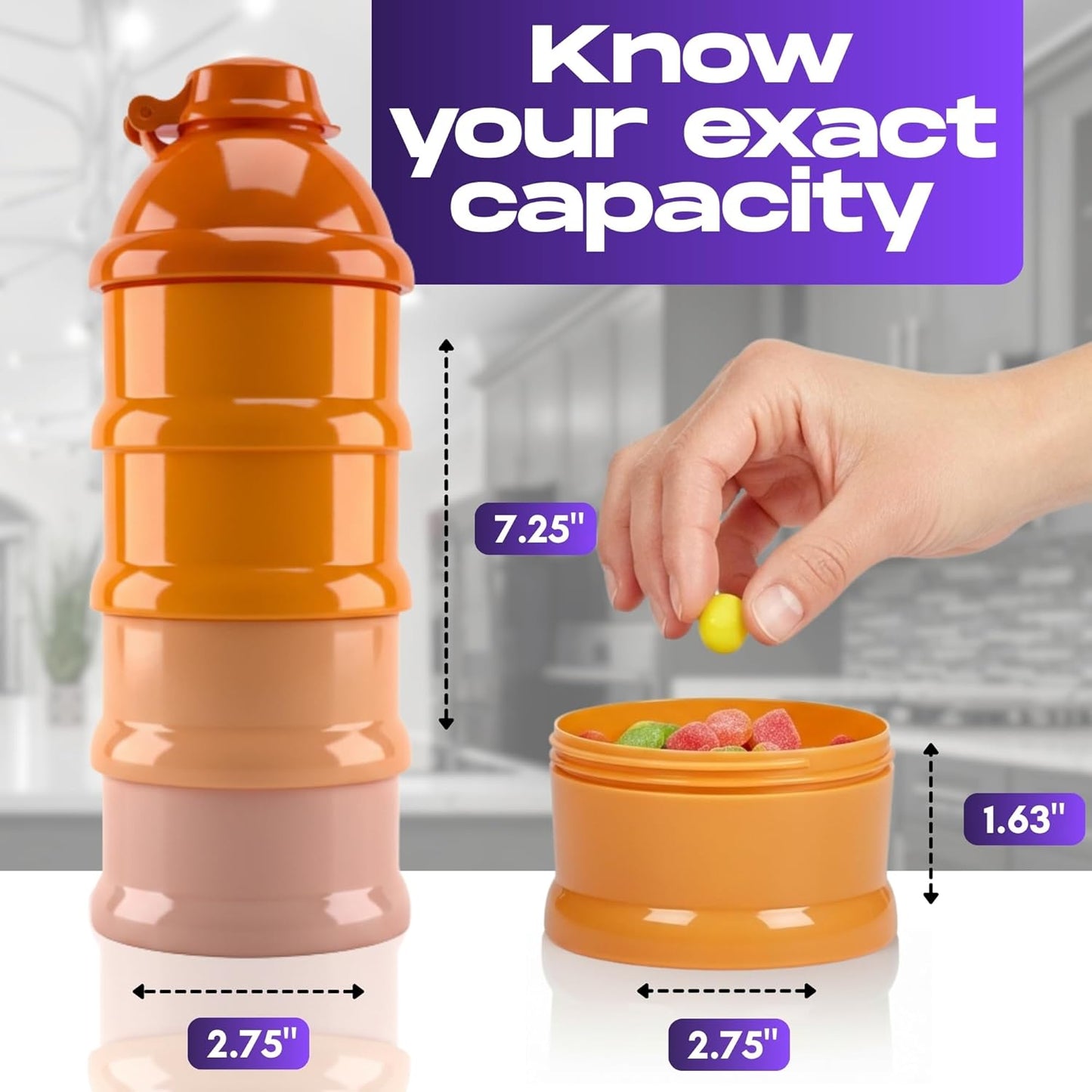 Mommy's Helper Baby Formula Dispenser On The Go, Stackable Travel Formula Container To Go, Non-Spill Pour Spout, 4-Compartment Powder Storage (Tidal Teal)