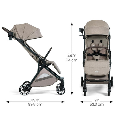 Britax Juniper Compact On-The-Go Stroller, Effortless Fastpack System with One-Hand RapidFold, Portable & Lightweight for Travel, Built-in Carry Handle, Ventilating Fabrics, Raven Black