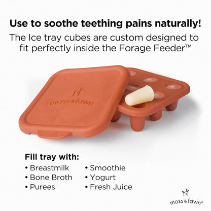 Moss and Fawn Ice Cube Tray - Forage Feeder Freezer & Teething Popsicle Mold for Breast Milk, Formula, Bone Broth, Purees, & Baby Food - BPA, Lead, & PVC-Free - Fern