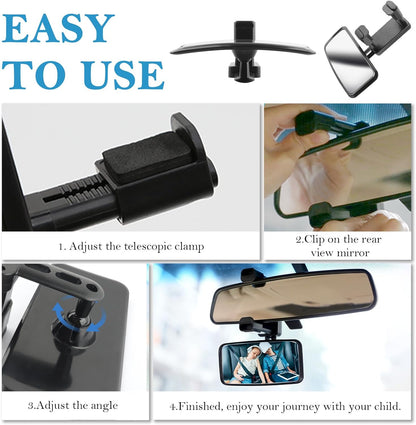 360° Curved Baby Car Mirror without Dead Angle,Clip on Car Seat Mirror for Baby Rear Facing Clips Onto Rearview Mirror,Adjustable Baby Mirror for Car SUV Truck