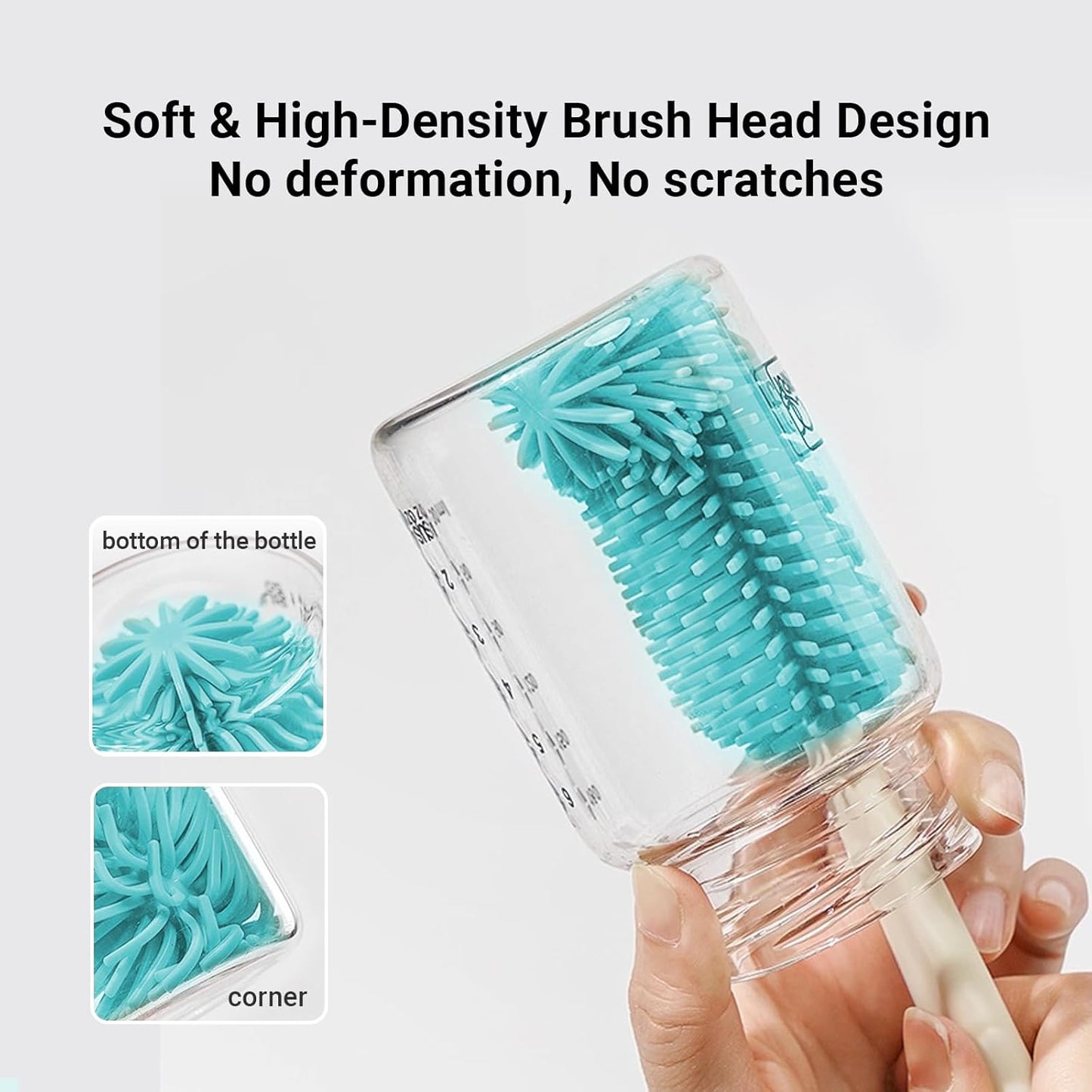 Aynmer Baby Bottle Brush, 10 in 1 Travel Baby Bottle Cleaner Brush Set with Silicone Brush, Nipple Brush, Straw Brush, Soap Dispenser, Portable Drying Rack, Breast Pump & Bottle Cleaning Kit - Pink
