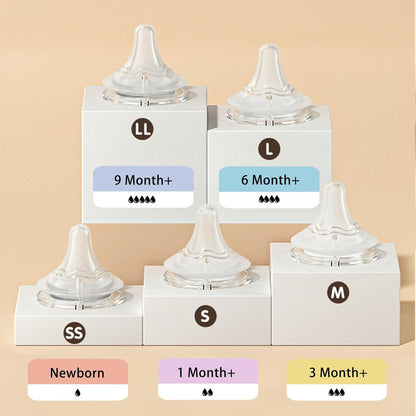 yanyoyo Silicone Bottle Nipple, Anti Colic Nipples for Baby, Natural Feel, S, 1 Months+, 4 Counts
