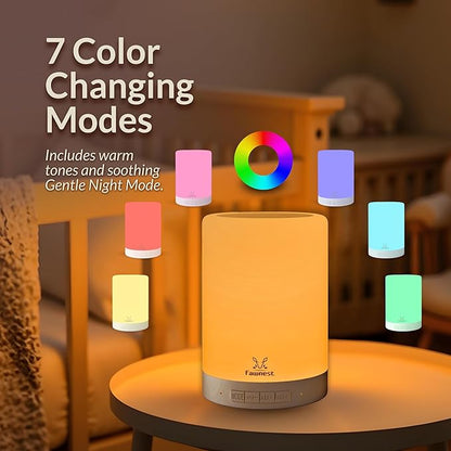 Baby Night Light Nursery Lamp – Wireless Speaker Portable Touch Nightlight for Kids and Toddlers – Soft Glow Bedside Lamp