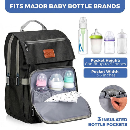 PILLANI Baby Diaper Bag Backpack - Large Waterproof Travel Diaper Bag for Boys & Girls, 16 Organizer Pockets with Changing Pad, Insulated Bottle Pockets & Stroller Straps, Baby Shower Gifts, Dinosaur