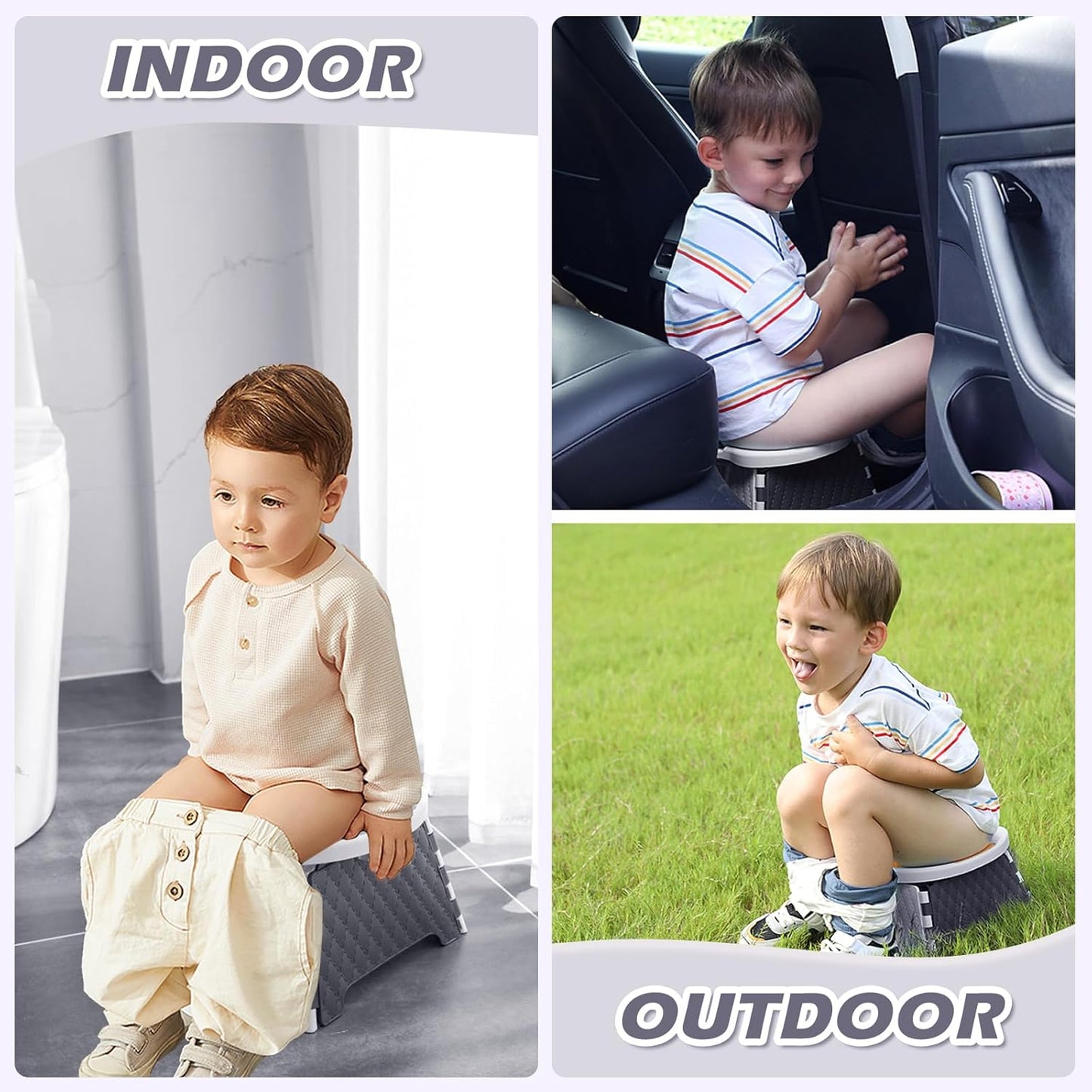 Portable Potty Chair for Toddlers with Splash-Proof Design, Foldable Travel Potty with Bag & 30 Refills - Kids Toilet for Car, Camping, Indoor - Easy Clean Baby Potty Training Seat(Red-blue)