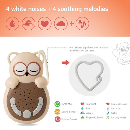 Cloud b Travel Comforting Sound Machine w/Calming Light | 4 White Noise and 4 Lullabies | Re-Activating Smart Sensor | Sweet Dreamz On the Go™ - Fox