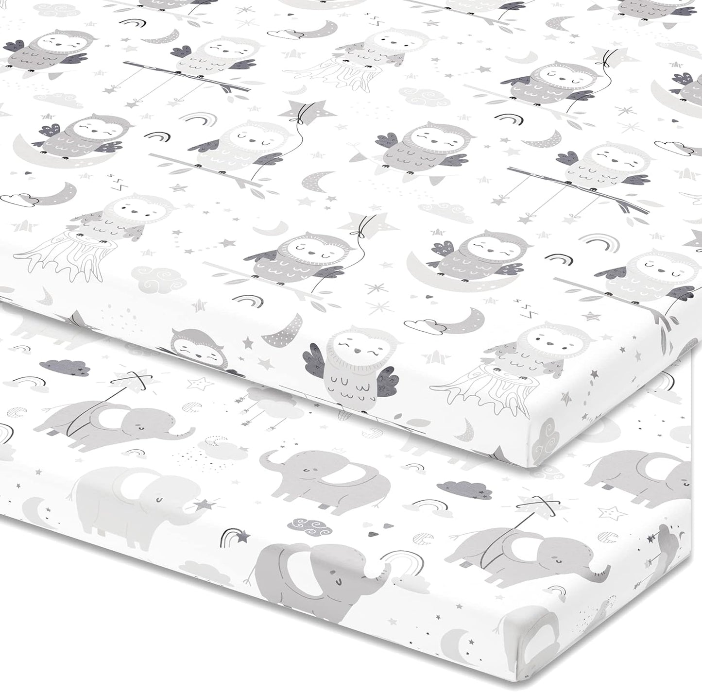 Bedside Sleeper Bassinet Sheets for 33x20 Inch Mattress Pad – Compatible with Maxi COSI Iora, Kidsclub, Angelbliss, Baby Joy, Koola Baby Bedside Bassinet – 100% Jersey Cotton – 2 Pack