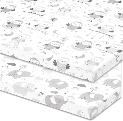 Bedside Sleeper Bassinet Sheets for 33x20 Inch Mattress Pad – Compatible with Maxi COSI Iora, Kidsclub, Angelbliss, Baby Joy, Koola Baby Bedside Bassinet – 100% Jersey Cotton – 2 Pack