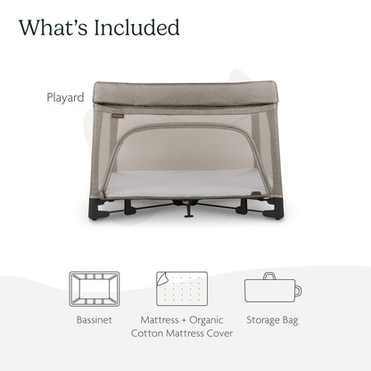 UPPAbaby Remi Playard | Deluxe 3-in-1 Portable Playard, Bedside Bassinet + Travel Crib| Mesh Bassinet, Mattress, Organic Cotton Mattress Cover + Storage Bag Included | Charlie (Sand Mélange)