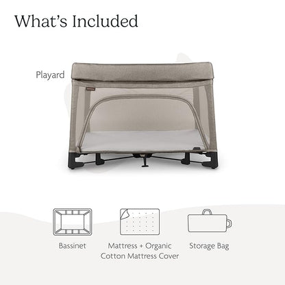 UPPAbaby Remi Playard | Deluxe 3-in-1 Portable Playard, Bedside Bassinet + Travel Crib| Mesh Bassinet, Mattress, Organic Cotton Mattress Cover + Storage Bag Included | Wells (Dark Taupe Mélange)