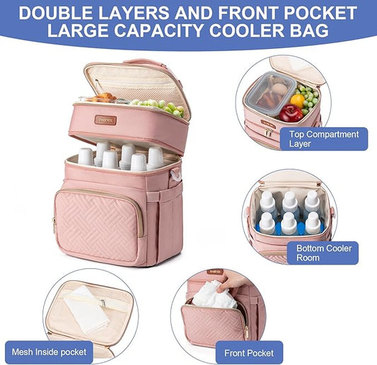 Breastmilk Cooler Bag with Ice Pack Fits 6 Baby Bottles Up to 9 Ounce