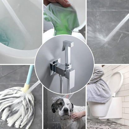 SHAMANDA Handheld Bidet Sprayer for Toilet, Stainless Steel Baby Cloth Diaper Sprayer Kit, Bathroom Toilet Bidet Attachment Set for Bathing Pets Feminine Hygiene, Matte Black BDS01-7