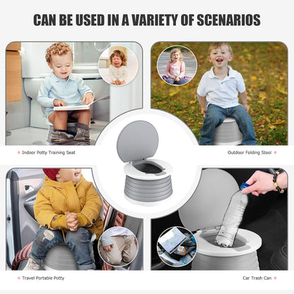 Portable Potty for Toddler Travel Foldable Potty Seat for Toddler Training Toilet for Kids Boys Girls Car On The Go Potty Travel Toilet Chair for Camping Park Indoor/Outdoor