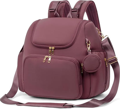 CEI-CEI Neoprene Diaper Bag Backpack Stylish Baby Maternity Bags Travel Tote for Mom with Insulated Pockets, Changing Pad, Stowable Shoulder Strap