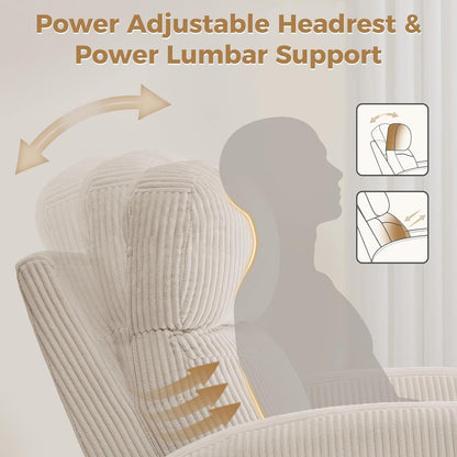 Nursery Glider Recliner, Power Swivel Rocking Recliner with USB & Type-C Port, Swivel Nursering Reclining Rocker with Double Pockets for Living Room, Camel Chenille