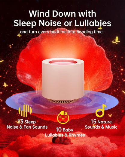 White Noise Sound Machine: Red Light Therapy Sleep Sound Machine with 38 Soothing Sounds & Calming Womb Soother, Memory Function, Dimmable Nursery Night Light with Timer for Baby Adult Gift