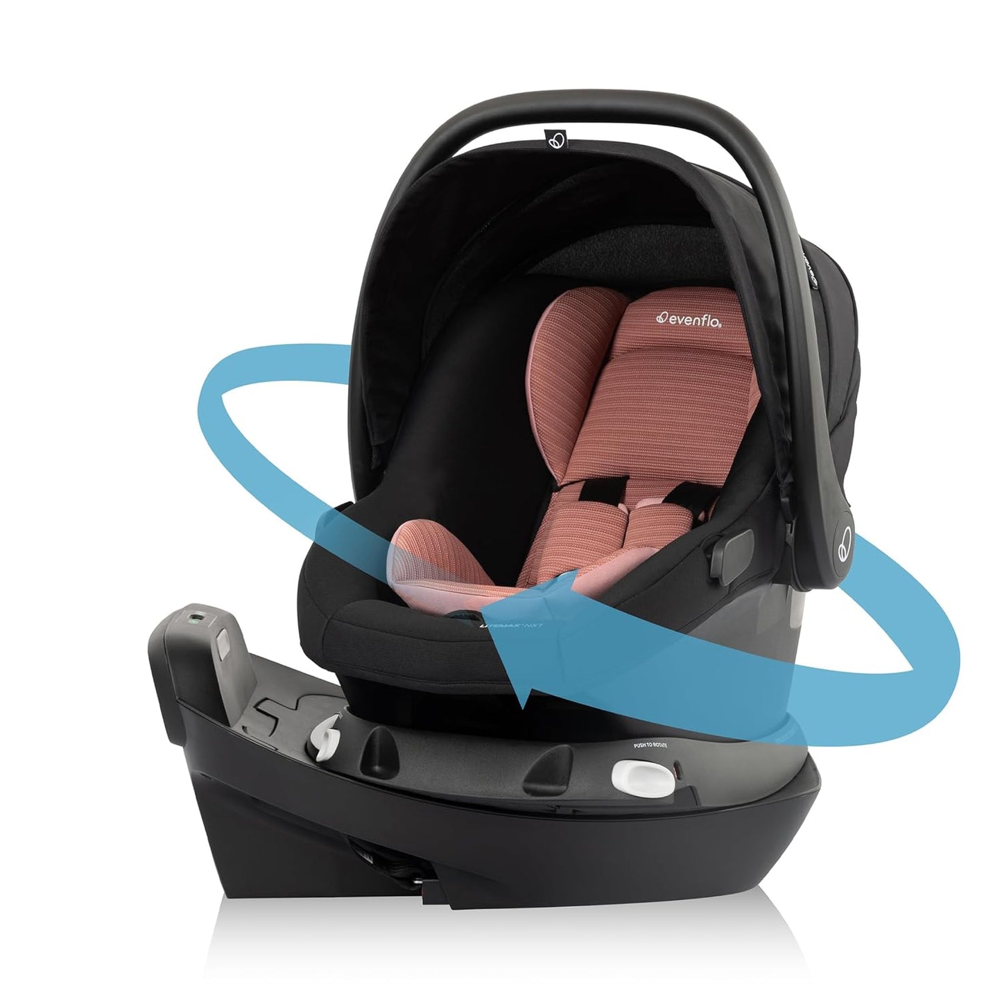Evenflo Revolve180 LiteMax NXT Rotating Rear-Facing Lightweight Preemie and Infant Car Seat 3-30lbs. with SensorySoothe. Easy Install with Base (Agate Purple)