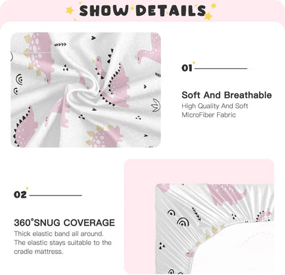 Fall Cute Mushroom Leaves Fitted Crib Sheets Stretchy Portable Playard Sheets for Baby Toddler, Breathable Soft Mini Crib Mattress 52 x 28 in for Boys and Girls