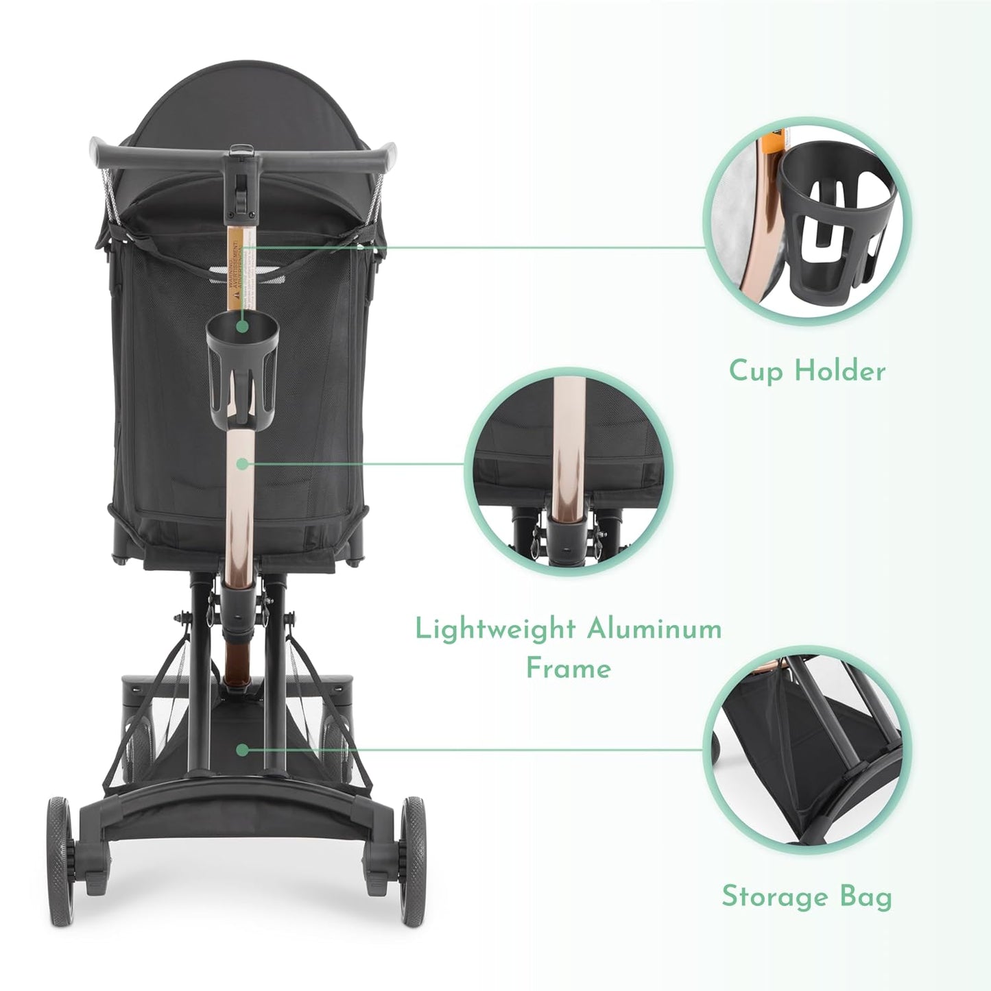 Evolur Roamer Ultra Lightweight Stroller, Compact One-Hand Self-Standing Fold Travel Stroller with 5-Point Safety Harness, Adjustable Sun Canopy, 360° Rotating Wheels with Cup Holder - Red