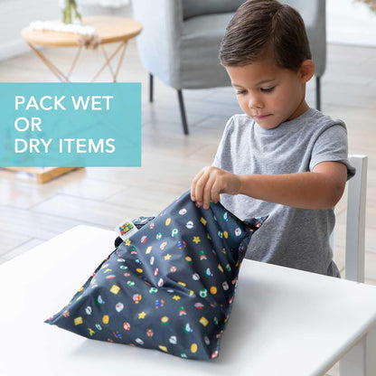 Bumkins Disney Waterproof Wet Bag for Baby, Travel, Swim Suit, Cloth Diapers, Pump Parts, Pool, Gym Clothes, Toiletry, Strap to Stroller, Daycare, Zip Reusable Bag, Packing Pouch, Winnie the Pooh