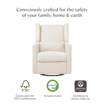 Kiwi Glider Recliner w/Electronic Control and USB | in Almond Teddy Loop w/Light Wood Base, Greenguard Gold Certified