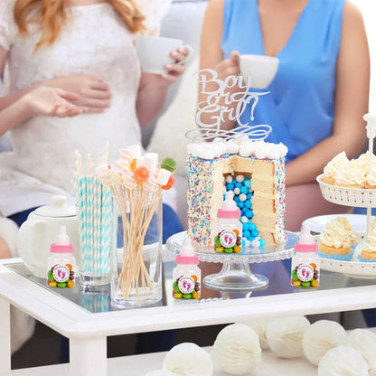 72 Pieces of Mini Baby Shower Milk Bottles Favors for Baby Shower White Plastic Mini Bottles Party Favors Boy Party Games Decorations (Blue)