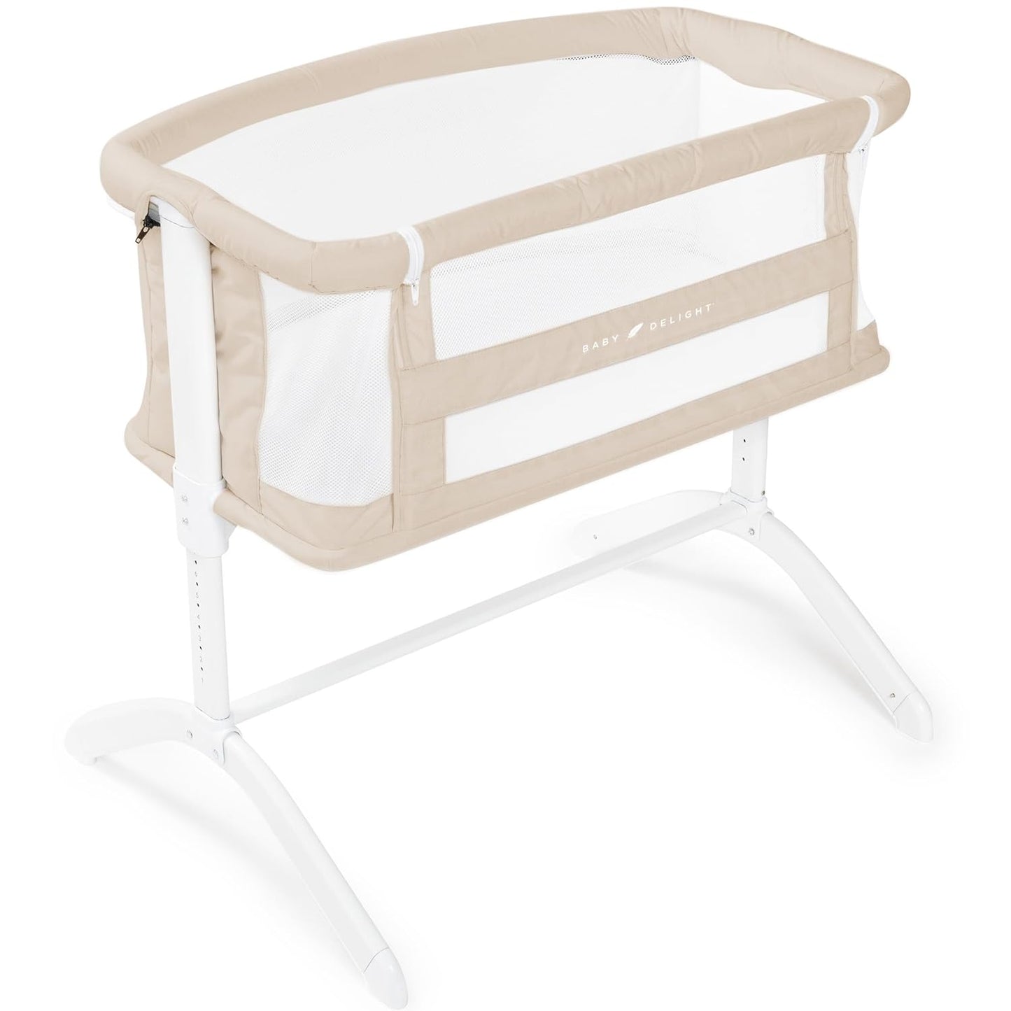 Baby Delight Beside Me Serenity Bassinet | Lightweight Bedside Sleeper & Baby Bassinet | 7-Position Height Adjustment | 100% GOTS Certified Organic Cotton Fabric | Organic Sage