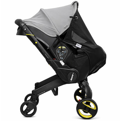 Stroller Sun Shade Extender – Universal Clip-On Baby Stroller Sun Shade Cover, UV Protection, Breathable See-Through Mesh, Adjustable Fit, Large Black