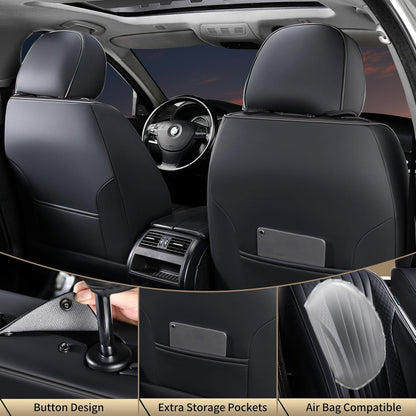 FLORICH Car Seat Covers, Brown Leather Seat Covers for Cars, Faux Nappa Leather Automotive Seat Protectors, Car Seat Cushions Universal Fit for Most Sedans SUVs Trucks - Brown