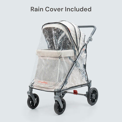 Familidoo Q1 Multi-Use Kids Wagon Stroller – Foldable, Lightweight & All-Terrain for Kids & Pets – 5-Point Safety Harness, Rain Cover & Compact Travel Design – Supports Up to 132 lbs (Sage Green)