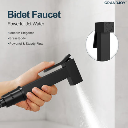 Brushed Gold Hot & Cold Handheld Bidet Sprayer for Toilet, Adjustable Water Pressure Control, SUS304 Stainless Steel Hose Wall Mount Bidet Faucet for Feminine Wash & Cloth Diaper