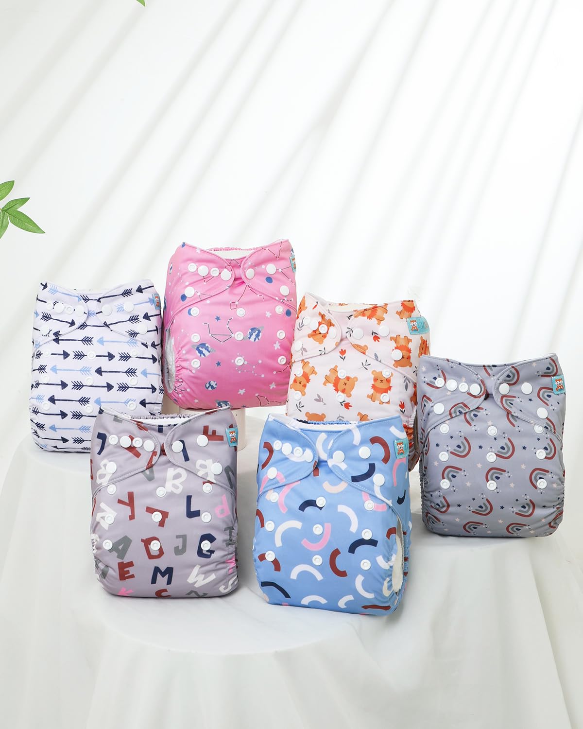 ALVABABY Baby Cloth Diapers 6 Pack with 12 Inserts Cloth Diaper Covers Adjustable Washable Reusable for Baby Girls and Boys