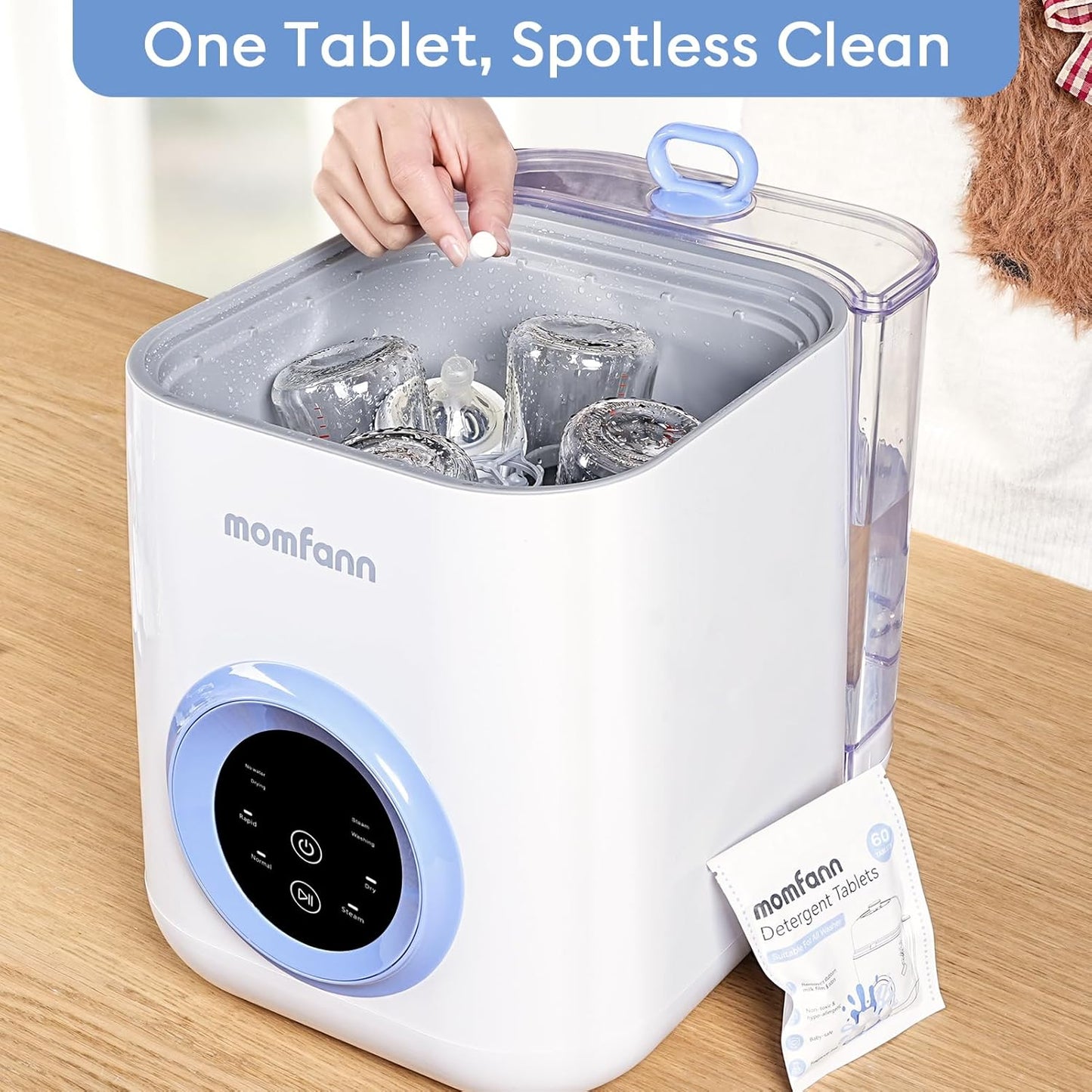 MOMFANN Professional Deep Cleaning Detergent Tablets for All Baby Bottle Washers, Washer Tablets for Bottle Washer and Sterilizer and Dryer, Easy to Use (150Pcs)