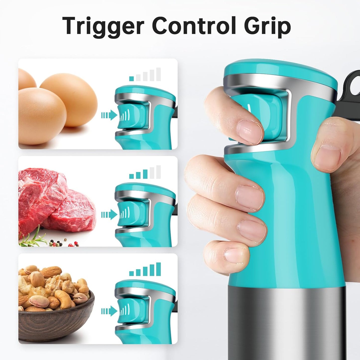 Turelar Immersion Blender Handheld Corded Hand Blenders Set 1100W, Trigger Variable Speed 5 in 1 Stick Emulsifier with Chopper, Whisk and Frother for Soup, Baby Food and Smoothies, Orange