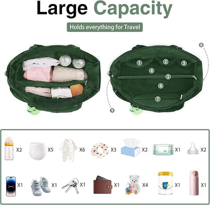 KUBYA Diaper Bag Tote, Puffer Diaper Tote Bags for Women Lightweight Travel Work Hospital Baby Bag Crossbody Mommy Bag