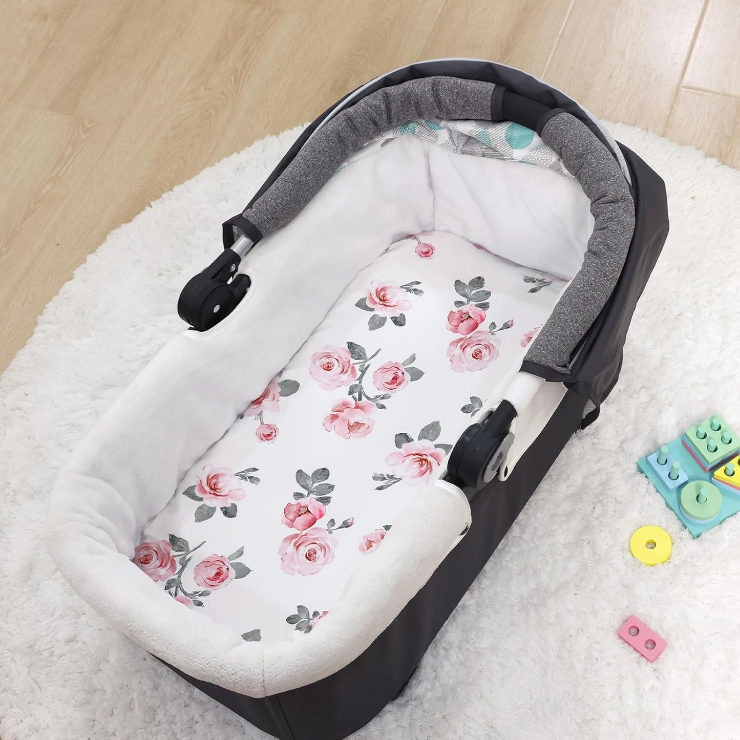 PHF 3 Pack Soft Mini Crib Sheets, Floral & Animal Pack N Play Sheets for Baby Boys Girls, No Slip Universal Fit for Pack N Play, Playard, Portable and Mini Crib Mattresses,Floral & Animal