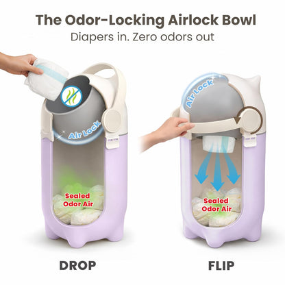 iTouchless Odor-Locking Diaper Pail - 2026 Award-Winning Ag+ Silver Ion Nursery Bin - Fits Any Bag, No Refills Needed - Includes 20 Leak-Proof Bags (Hold 300 Diapers) - Boho White Baby Registry Gift