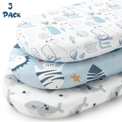 Yoofoss Pack and Play Sheets Fitted, Mini Crib Sheets 2-Pack for Pack N Play Mattress, Stretchy Playard Sheet, Soft and Breathable Green+Giraff
