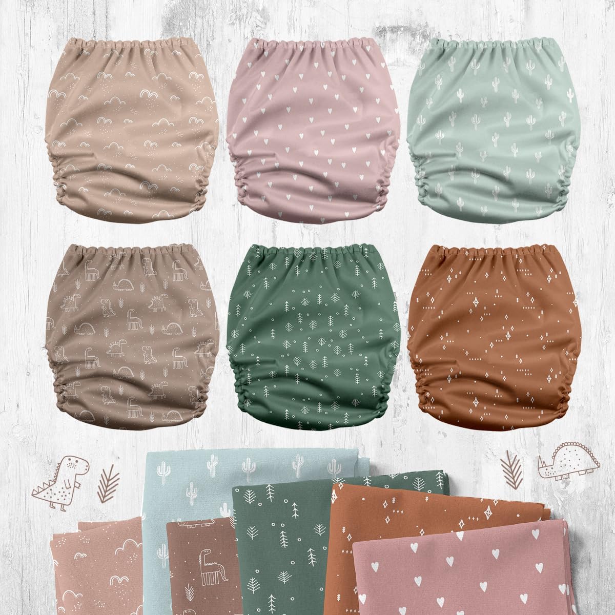 Mama Koala 3.0 Pocket Cloth Diapers for Babies with AWJ Lining, 6 Pack with 6 4-Layer Natural Cloth Diaper Inserts - Reusable and Washable Pocket Diapers(Hardworking Bees) - Colors A